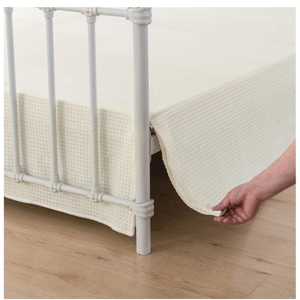 Waffle Weave Bed Skirt-Ivory TWIN SIZE